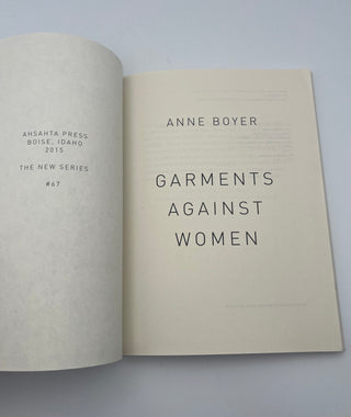 Garments Against Women by Anne Boyer