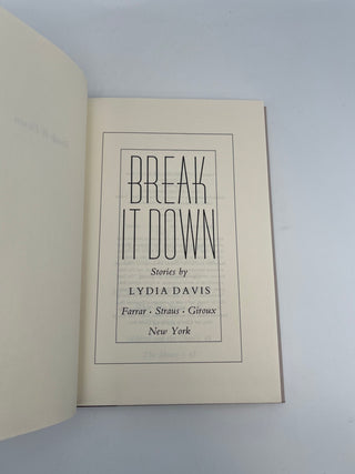 Break It Down by Lydia Davis