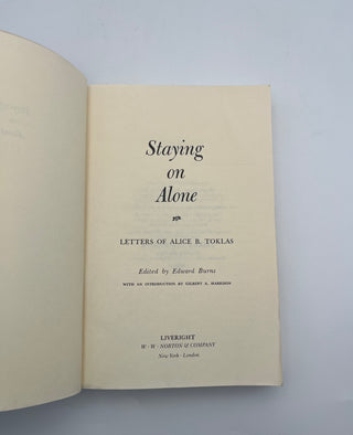 Staying on Alone: Letters of Alice B. Toklas