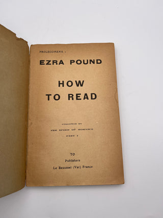 How to Read by Ezra Pound