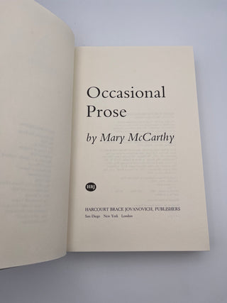 Occasional Prose by Mary McCarthy