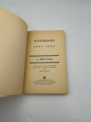 Albert Camus Notebooks 1935-1942/1942-1951